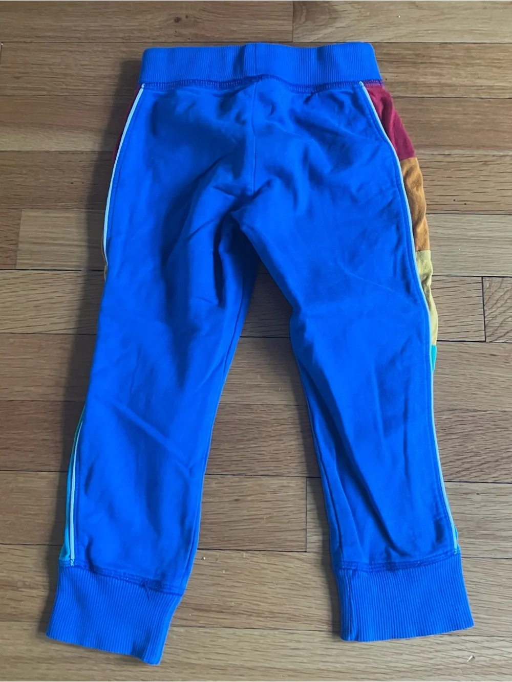 Mini Boden Rainbow Colorful Raglan Cotton Shirt & Little Bird Blue Joggers 2 3 4